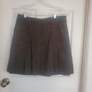 Calvin Klein Pleated Dark Brown A-Line Skirt, Size 10
